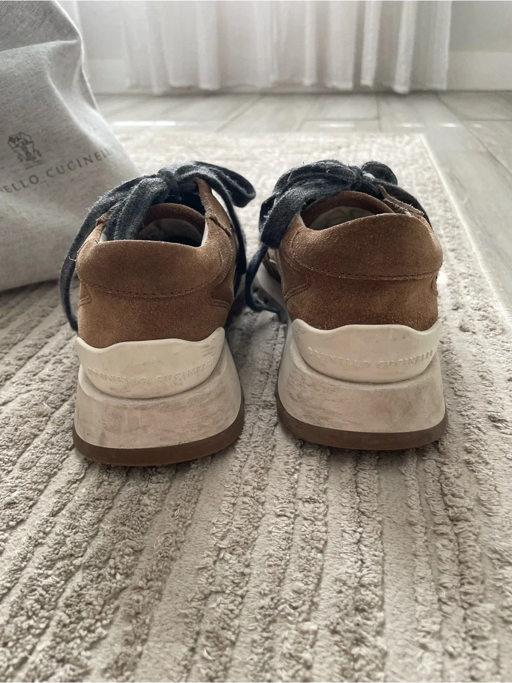 Brunello Cucinelli - Suede runners with Monili Copper Low Top Sneakers